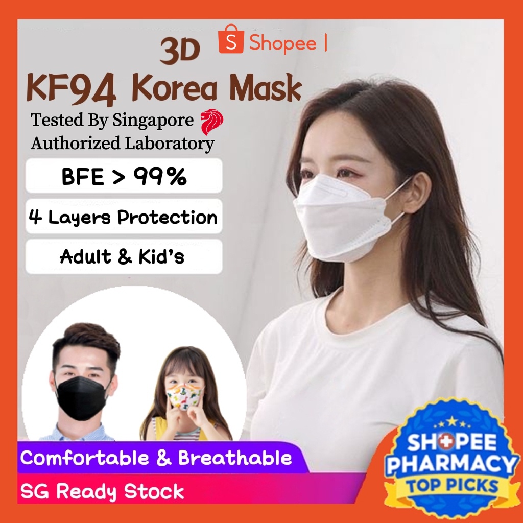 【Local Ready Stock】 KF94 Korea Mask | BFE ≥99% | 4 PLY | 3D Face Mask