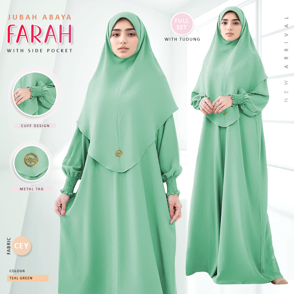 *New Season Arrival* Jubah Abaya Farah Free Size With Tudung Sarung (Full Set) CEY Plain by H&H Exclusive