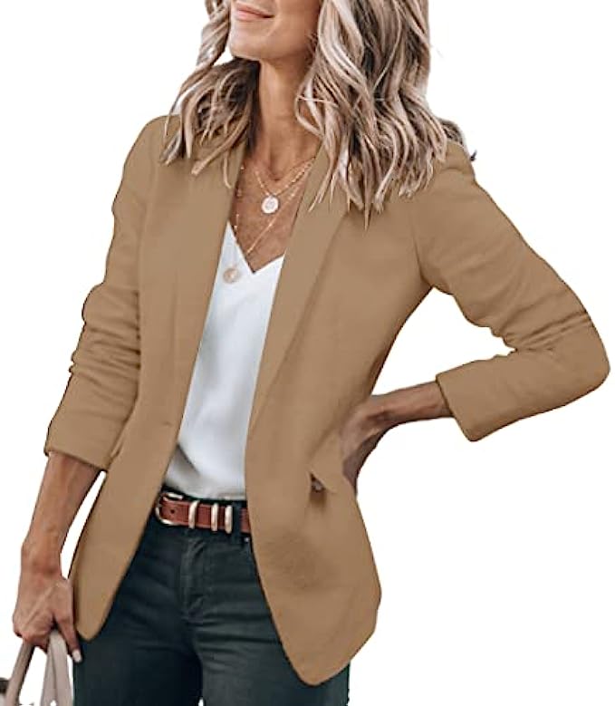 Cicy Bell Womens Casual Blazers Open Front Long Sleeve Work Office Jackets Blazer