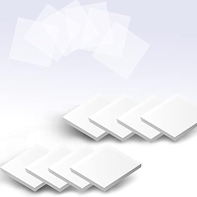 iKyce 400 Sheets Transparent Sticky Notes， 3 x 3 inch Clear Self-Sticky Annotation, Waterproof Translucent White Memo Pad, See Through Office &amp; School Supplies, 50 Sheets Per Pad , 8 Pads in Total