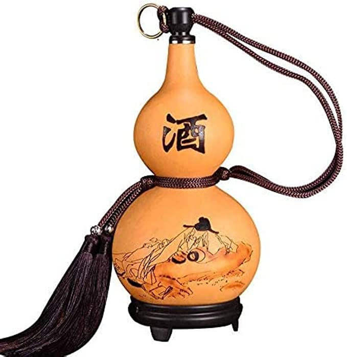 Natural Wine Gourd, Outdoor Portable Water Bottle, Water, Wine, Medicine Gourd (9" tall)